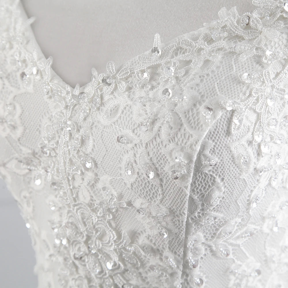 Boat Neck Beautiful Lace Wedding Dress