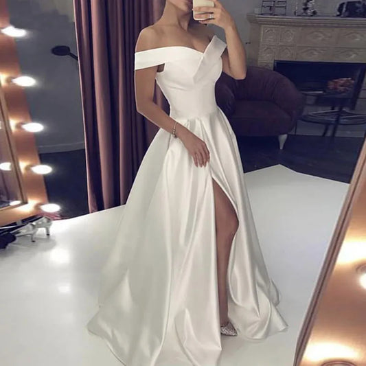 Boho Wedding Dress Satin Simple