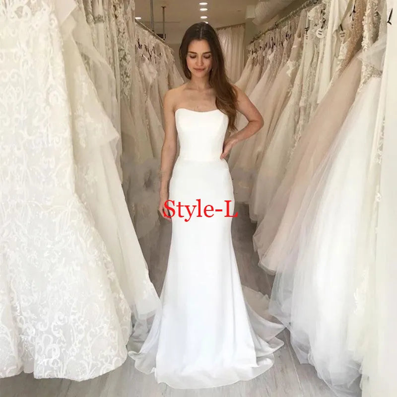 Boho Wedding Dress Satin Simple