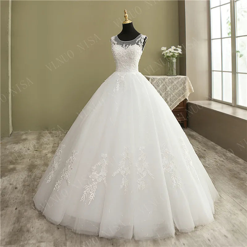 Wedding Dress Lace appliques pearls Sweetheart Wedding Gown