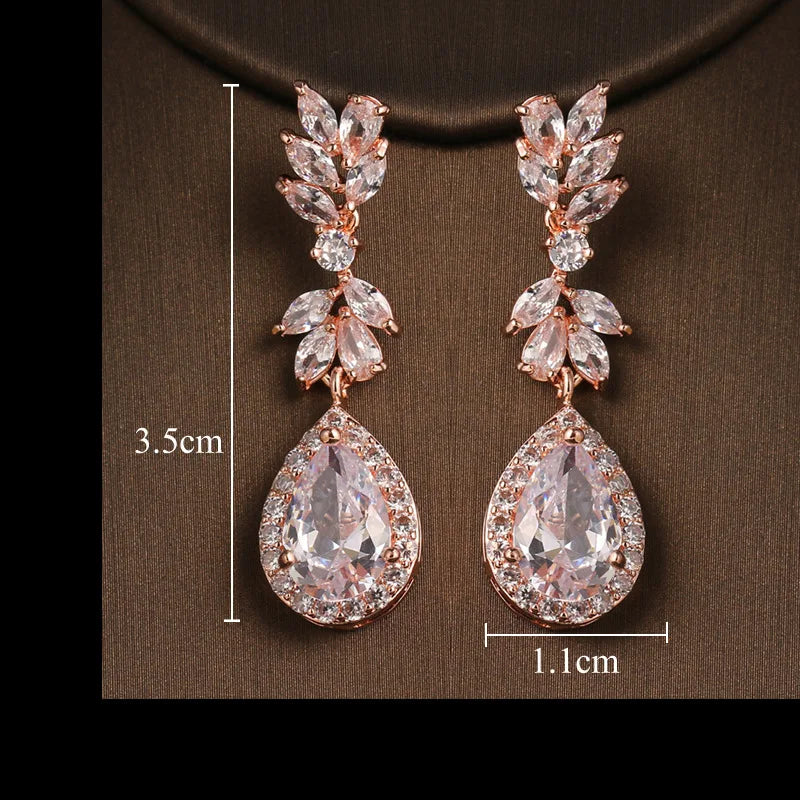 Luxury Cubic Zirconia Dangle Drop Bridal Earrings