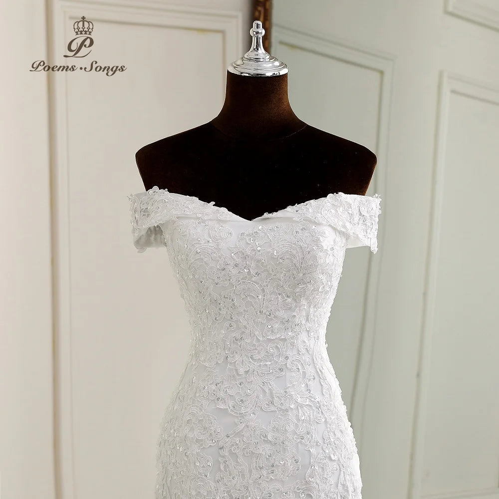 Elegant boat neck style wedding dress