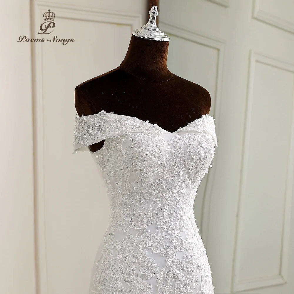 Elegant boat neck style wedding dress