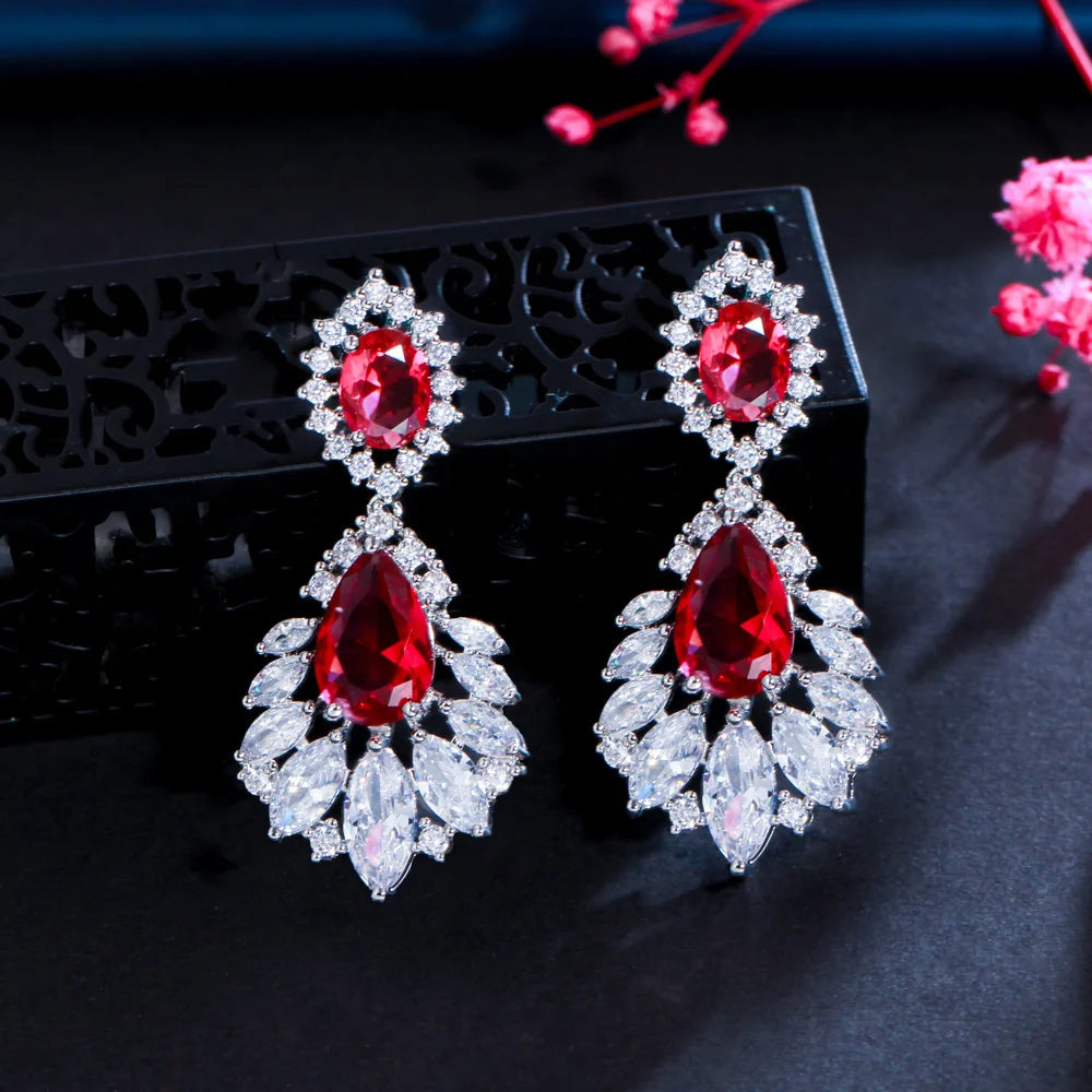 Elegant Chandelier AAA+ Cubic Zirconia Long Crystal Earrings