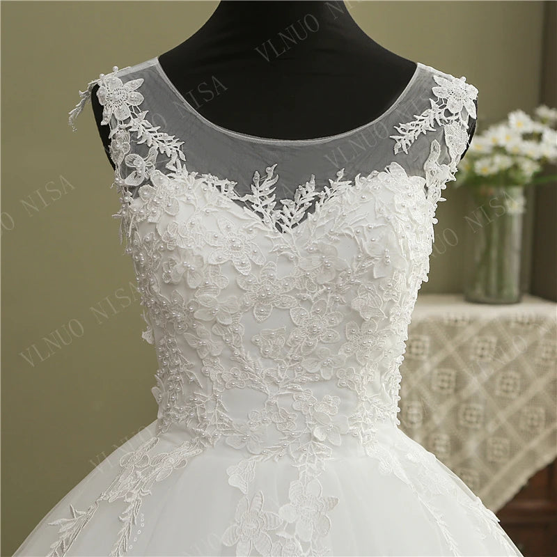 Wedding Dress Lace appliques pearls Sweetheart Wedding Gown