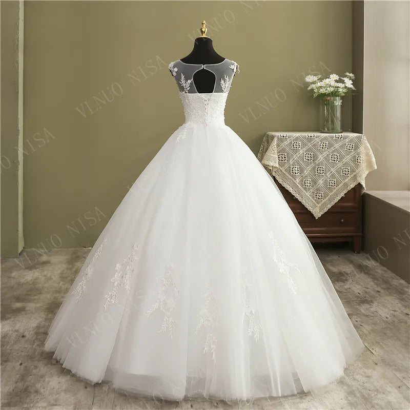 Wedding Dress Lace appliques pearls Sweetheart Wedding Gown