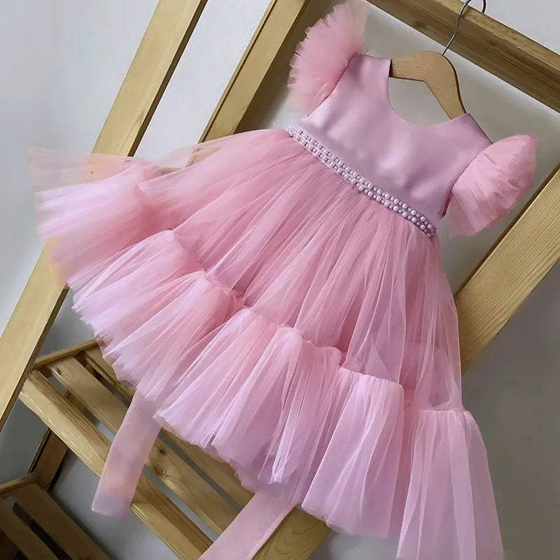 Pink Kid Girl Wedding Dress Baby Pageant