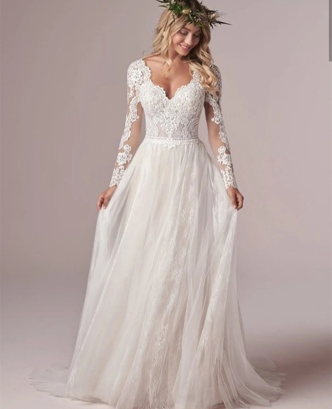 Bohemian Long Sleeves Wedding Dress