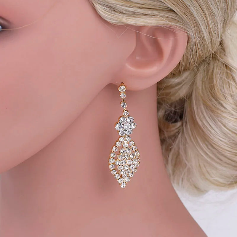 Leaf Design Bridal Dangle Earrings