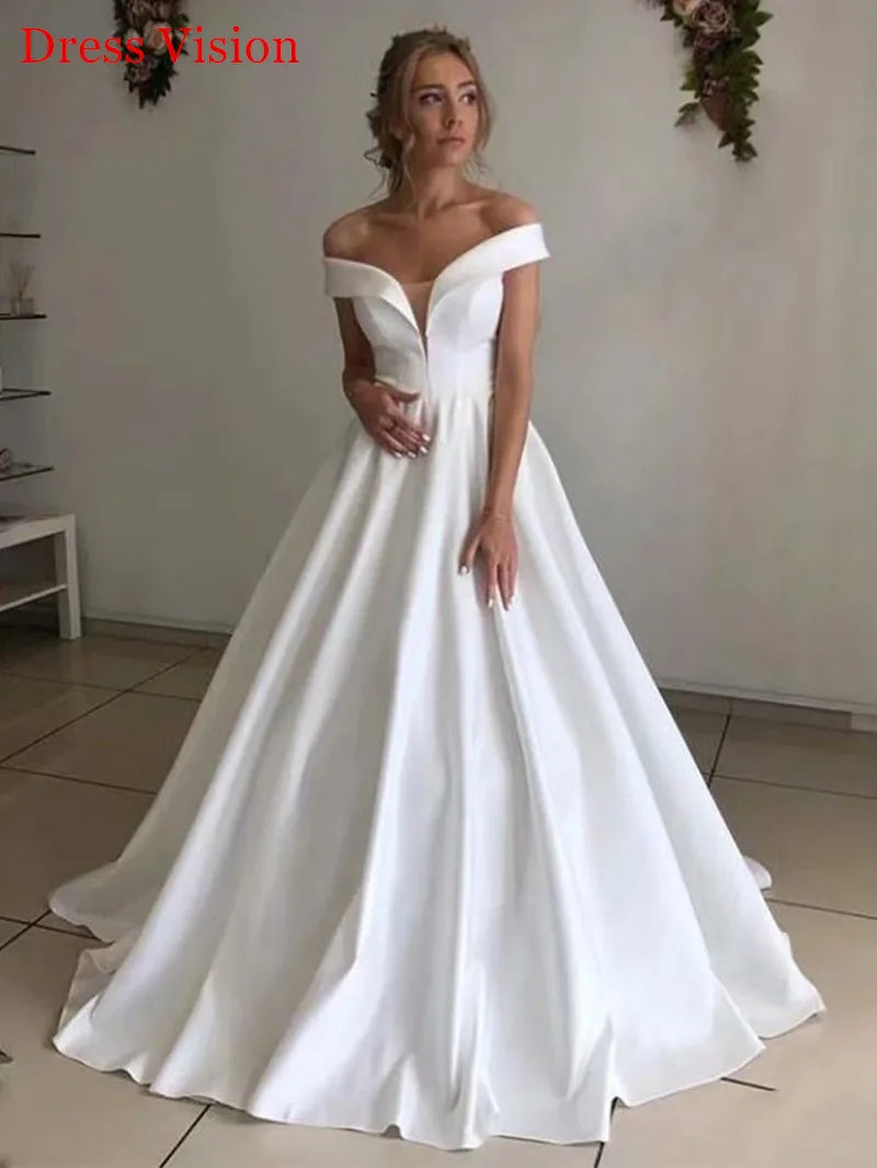 Boho Wedding Dress Satin Simple