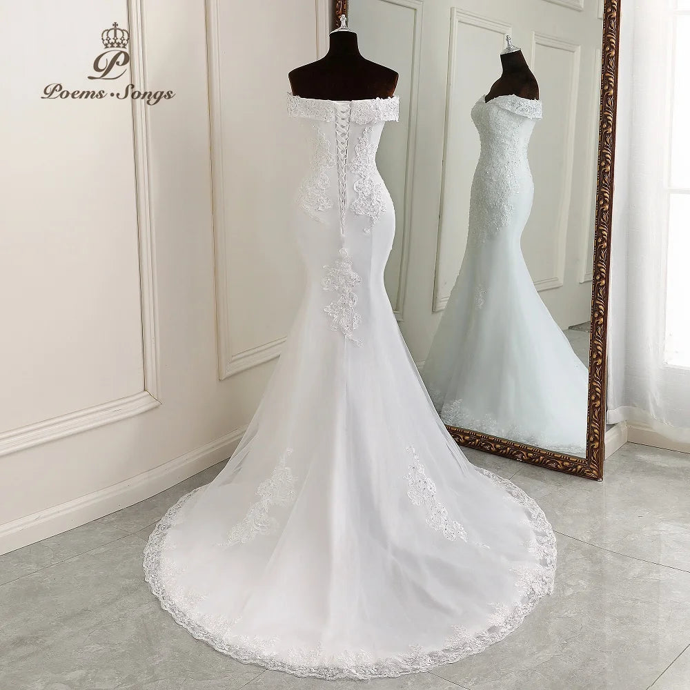 Elegant boat neck style wedding dress