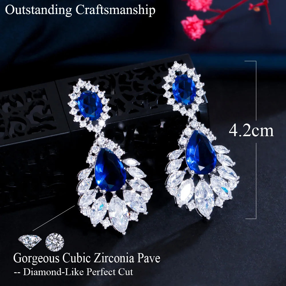 Elegant Chandelier AAA+ Cubic Zirconia Long Crystal Earrings