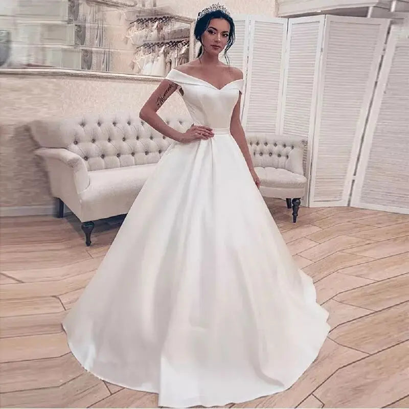 Boho Wedding Dress Satin Simple