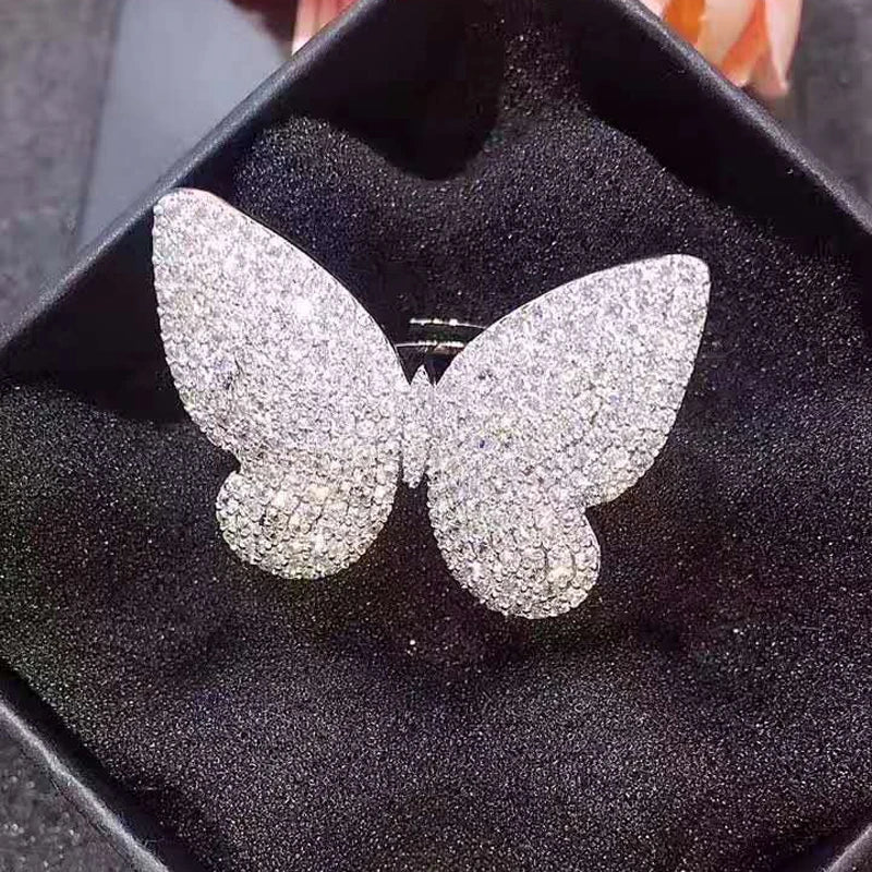 Beautiful Butterfly Ring White Gold