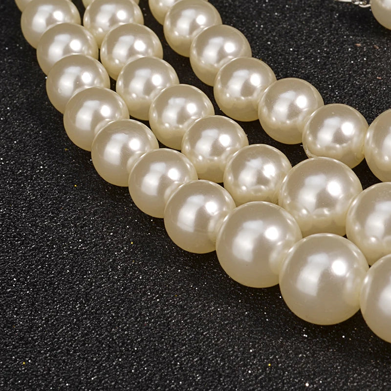 Three Strand Pearl Jewelry Bridal Necklace Set