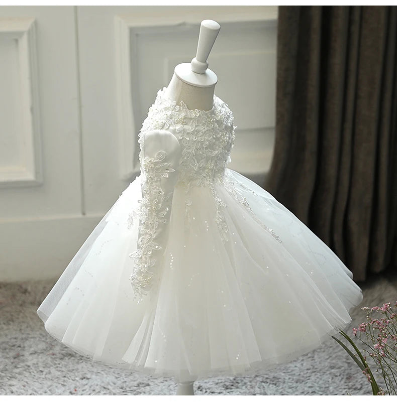 Baby Girl Wedding Dress Long Sleeve Newborn Girls Dress