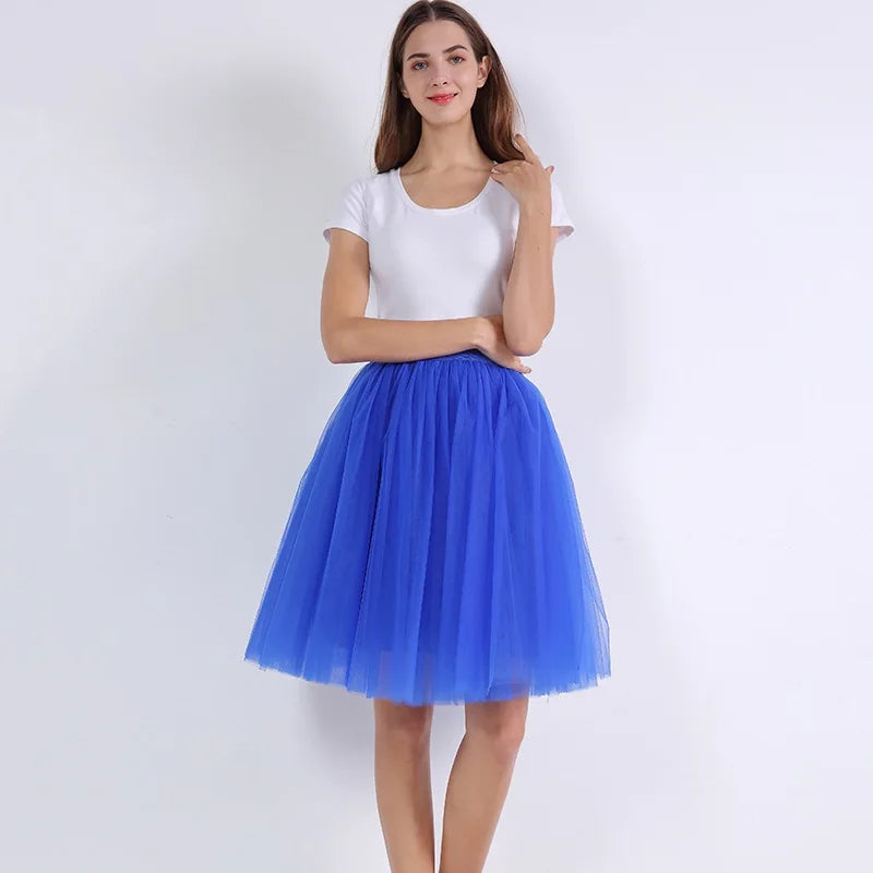 Party Train Puffy 5 Layer Petticoat Fashion Women Tulle Skirt