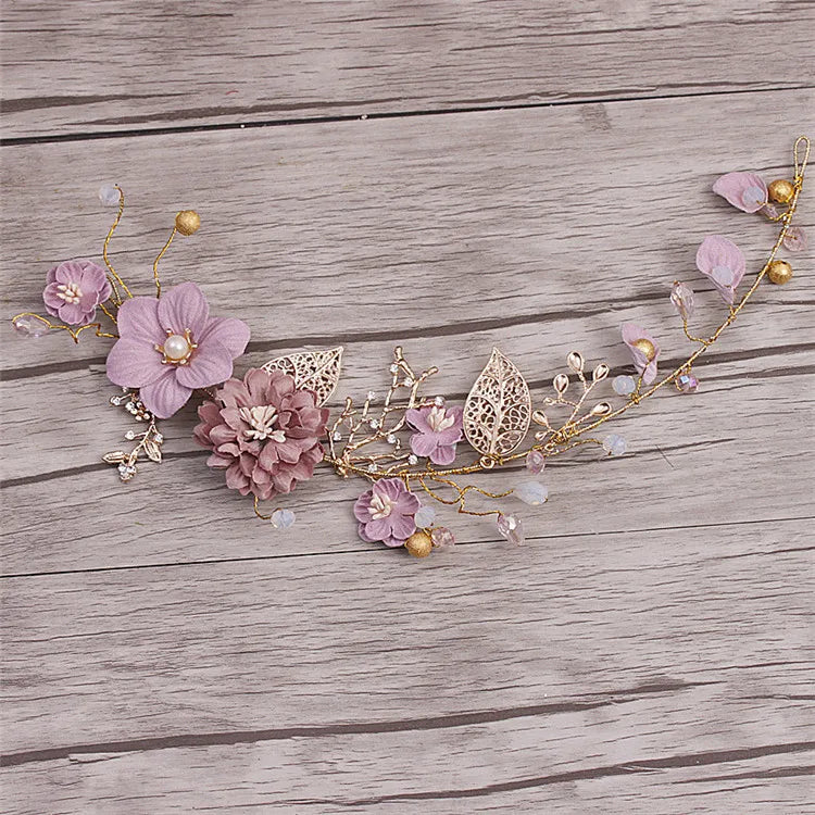 Bridal headdress long flower handmade bridal hairpiece