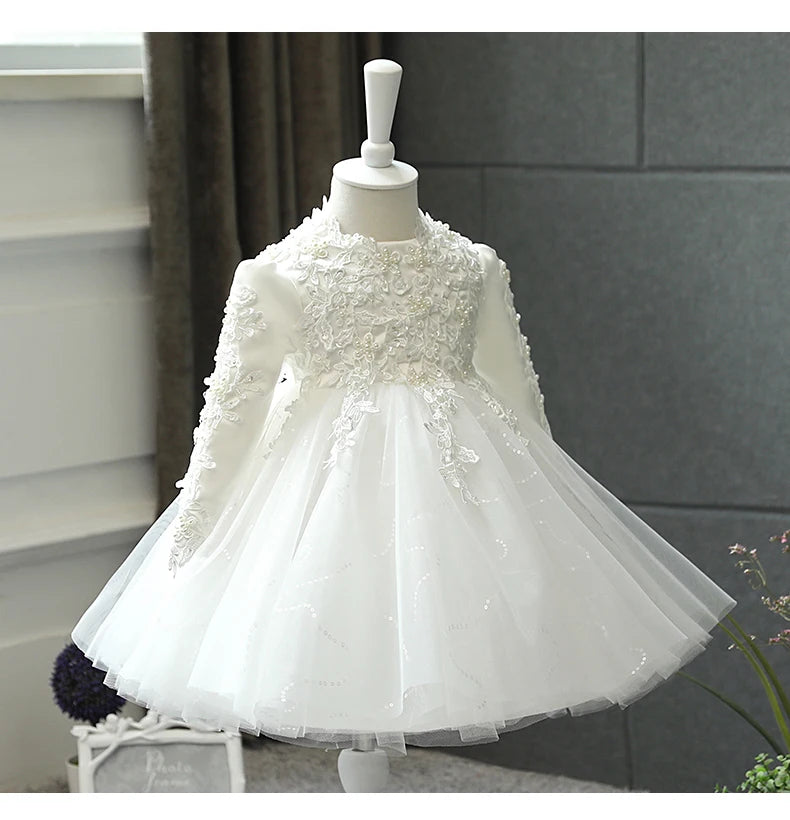 Baby Girl Wedding Dress Long Sleeve Newborn Girls Dress