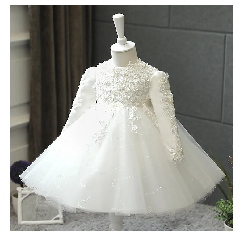 Baby Girl Wedding Dress Long Sleeve Newborn Girls Dress