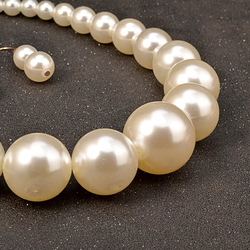 Big Pearl Jewelry Set - Bridal Necklace & Earrings