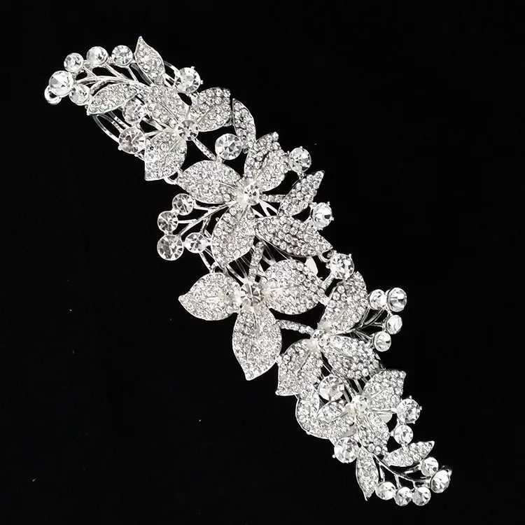 Luxury Crystal Bridal Hair Comb Clip Flower Rhinestone Hair Combs