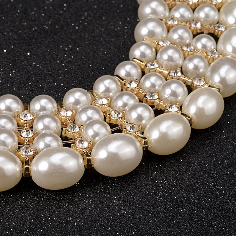 Multi layer pearl necklace women bridal wedding jewelry