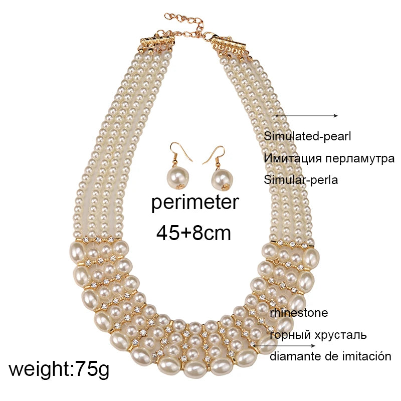 Multi layer pearl necklace women bridal wedding jewelry