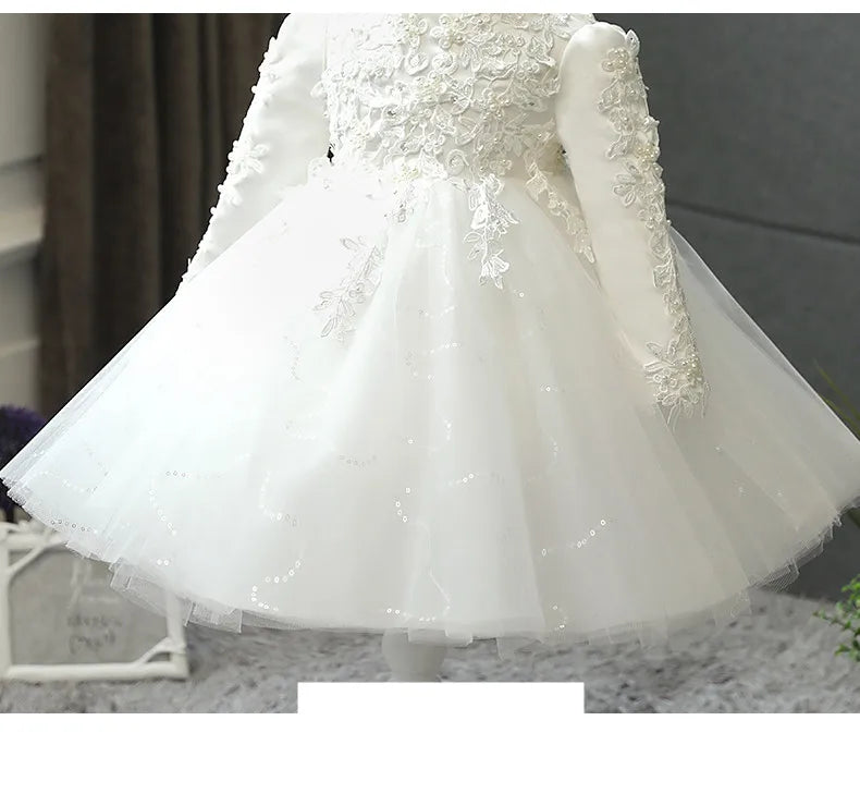 Baby Girl Wedding Dress Long Sleeve Newborn Girls Dress