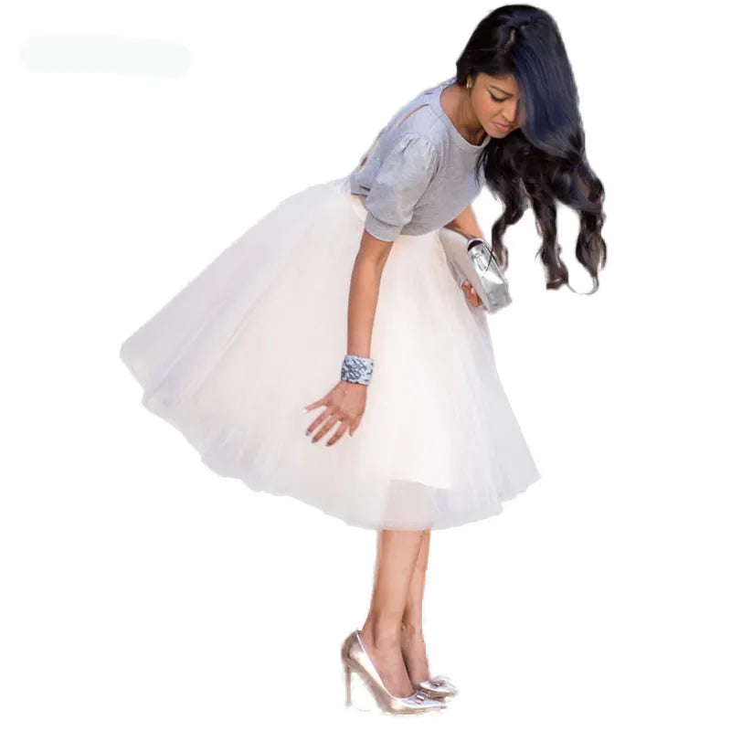 Party Train Puffy 5 Layer Petticoat Fashion Women Tulle Skirt