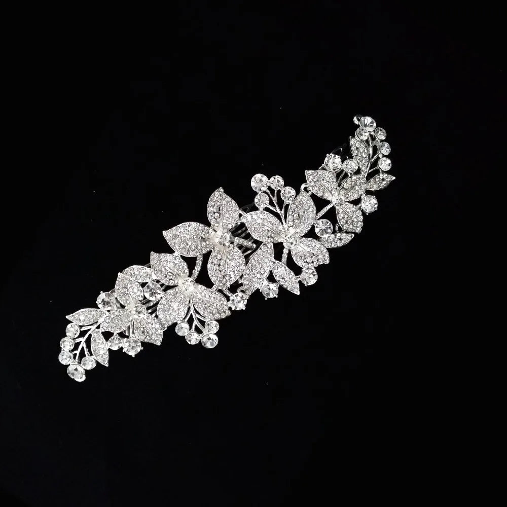 Luxury Crystal Bridal Hair Comb Clip Flower Rhinestone Hair Combs