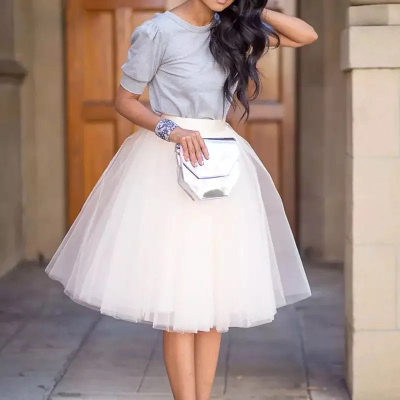 Party Train Puffy 5 Layer Petticoat Fashion Women Tulle Skirt