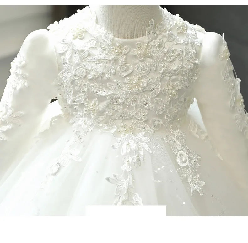 Baby Girl Wedding Dress Long Sleeve Newborn Girls Dress