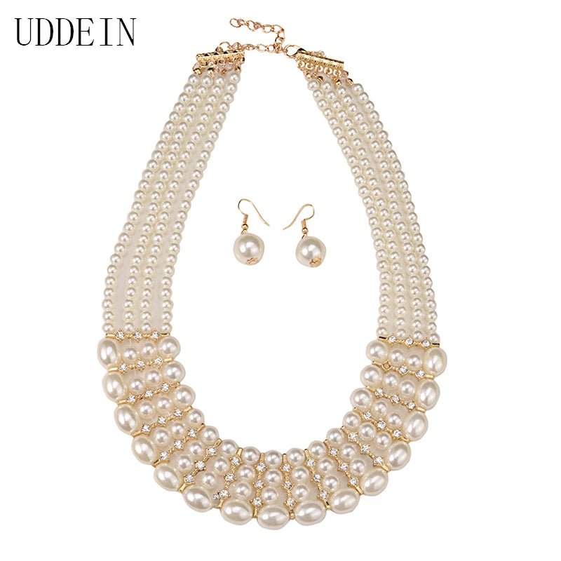 Multi layer pearl necklace women bridal wedding jewelry