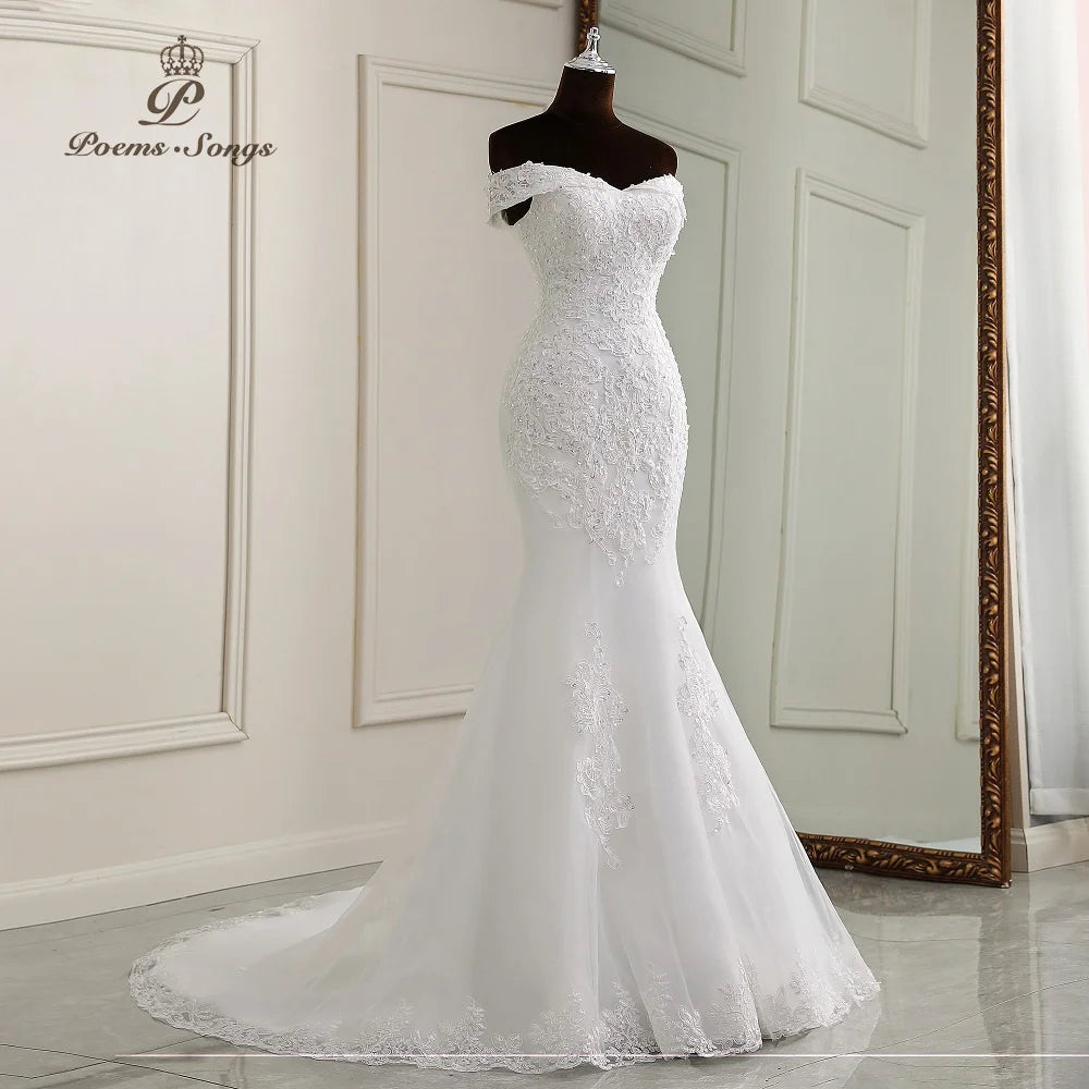 Elegant boat neck style wedding dress