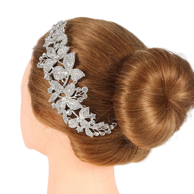 Luxury Crystal Bridal Hair Comb Clip Flower Rhinestone Hair Combs