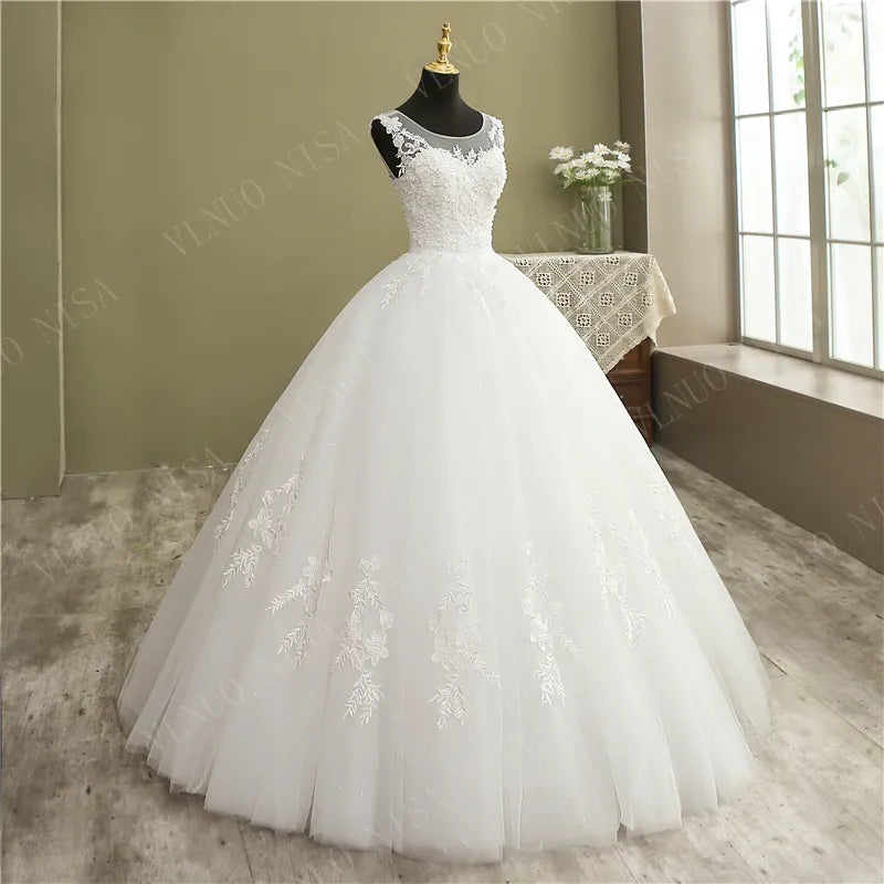 Wedding Dress Lace appliques pearls Sweetheart Wedding Gown