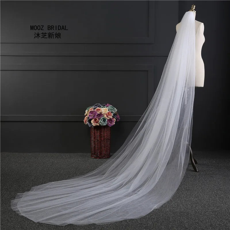 Ivory White Two Layer Wedding Veil With Metal Comb