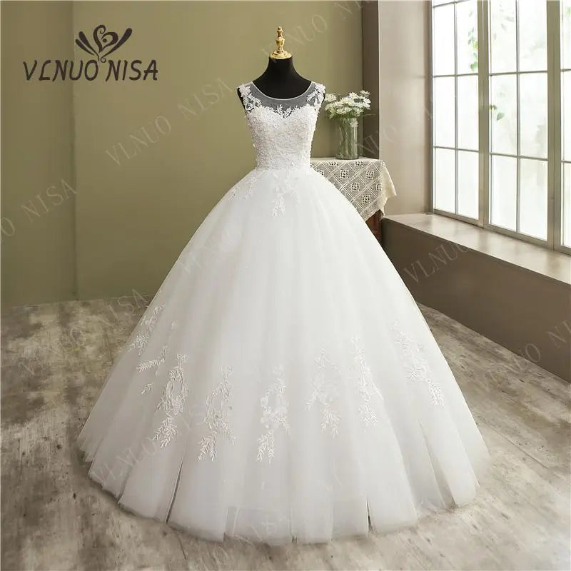 Wedding Dress Lace appliques pearls Sweetheart Wedding Gown