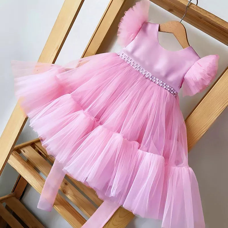 Pink Kid Girl Wedding Dress Baby Pageant