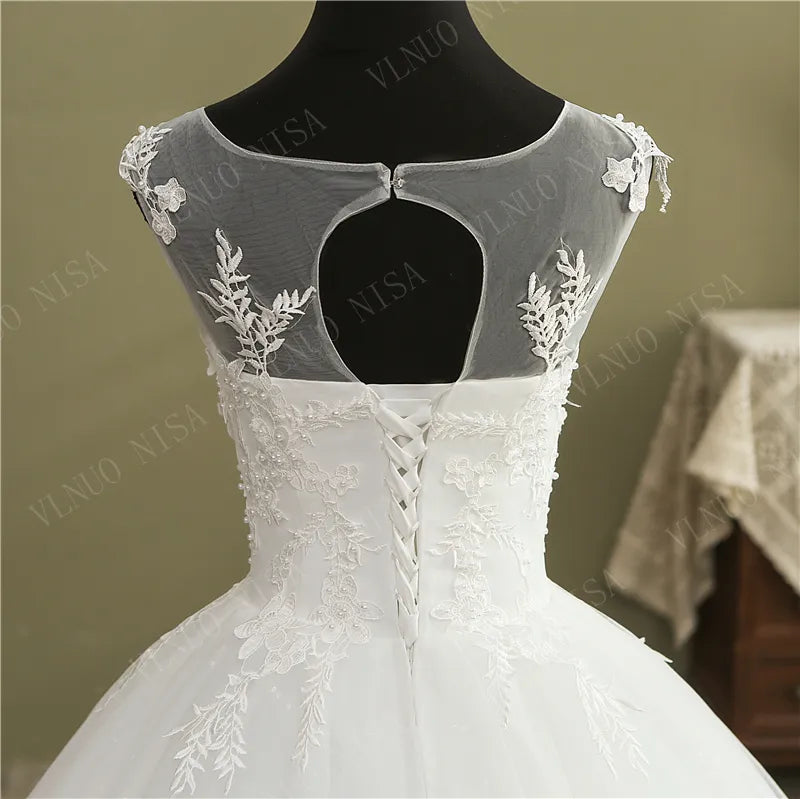 Wedding Dress Lace appliques pearls Sweetheart Wedding Gown