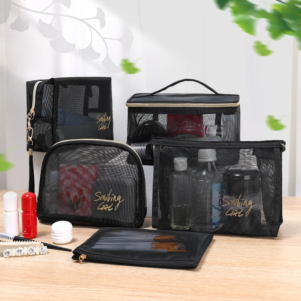 Simple Black Mesh Makeup Case Organizer