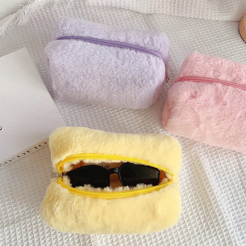 Fur Makeup Bags for Travel Cosmetic Bag