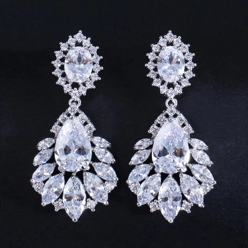 Elegant Chandelier AAA+ Cubic Zirconia Long Crystal Earrings