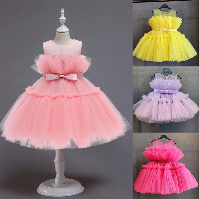 Baby Girl Dress 0-5Y Sleeveless Mesh Tutu Ballet Dresser Girl Dress