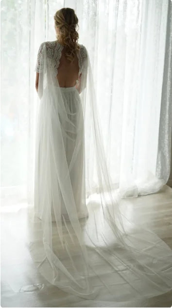 Bridal Cape Wedding Cloak Veil Long