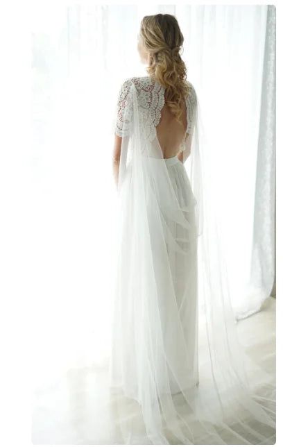 Bridal Cape Wedding Cloak Veil Long