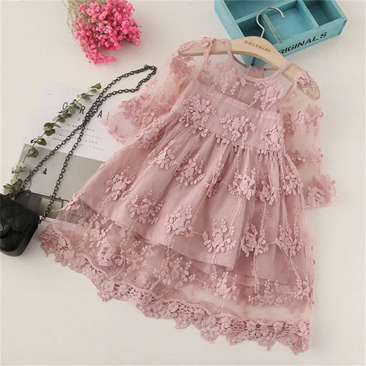 Autumn Girl Dresses Lace Flower