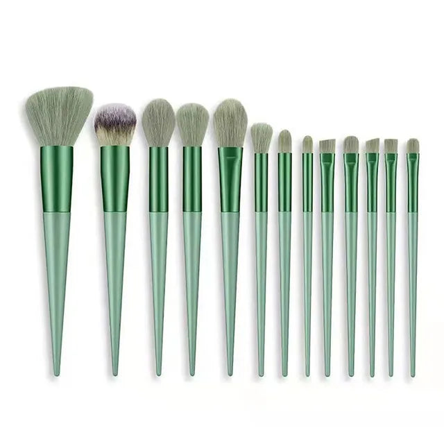 13/8PCS Makeup Brushes Pro Green Brush Set