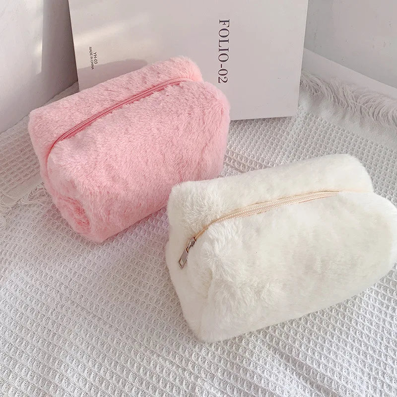 Fur Makeup Bags for Travel Cosmetic Bag